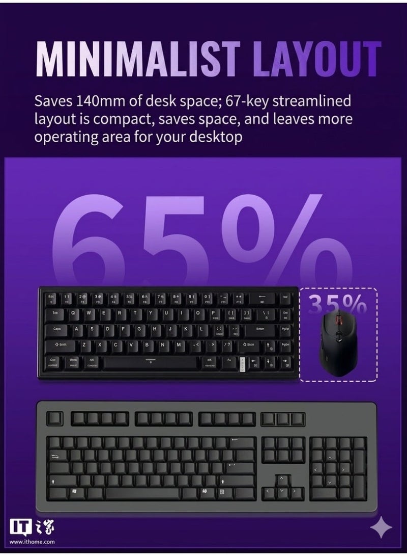Mechrevo GK68 magnetic Gaming keyboard 65% - RT / 8K Polling rate / RT , Hot-Swappable - Gasket structure, RGB lighting – 61 PBT English Keys - For Mac / Windows - Image 5