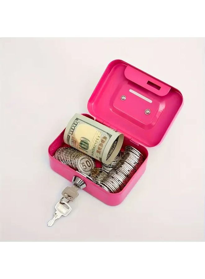 Pure Pink Metal Key Lock Storage Box Money Cash Coin Safe 11 5x9 9x5 8cm - Image 5