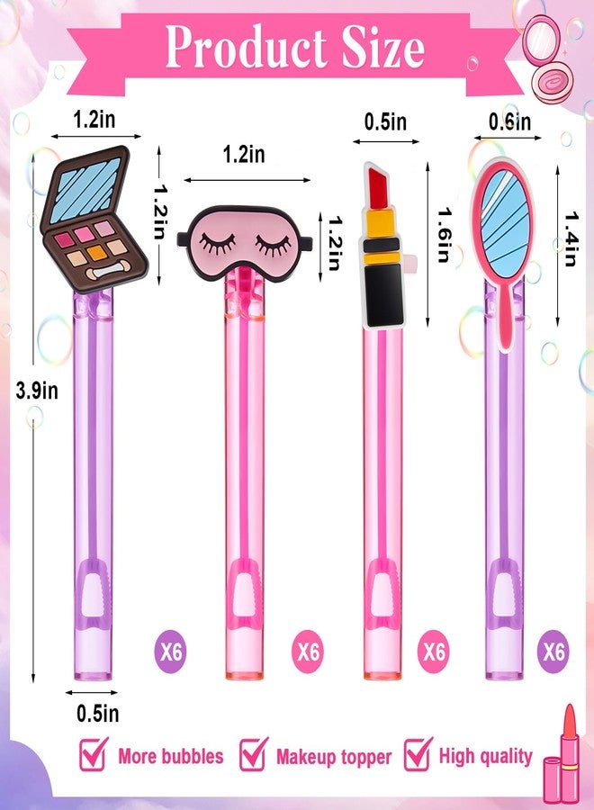 RoundFunny 24 Pcs Makeup Party Favors Spa Theme Bubble Wands Bulk Pink Bubbles Favors for Pink Girls Kids Baby Spa Themed Birthday Party Supplies Decorations - Image 2