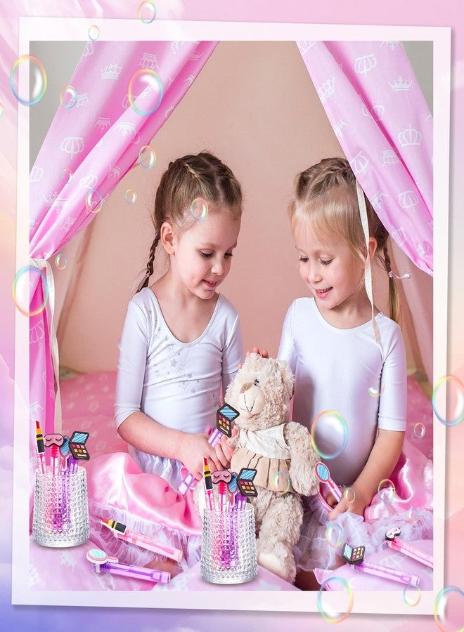 RoundFunny 24 Pcs Makeup Party Favors Spa Theme Bubble Wands Bulk Pink Bubbles Favors for Pink Girls Kids Baby Spa Themed Birthday Party Supplies Decorations - Image 3