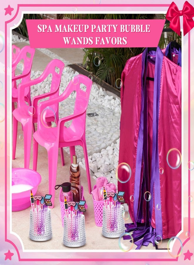 RoundFunny 24 Pcs Makeup Party Favors Spa Theme Bubble Wands Bulk Pink Bubbles Favors for Pink Girls Kids Baby Spa Themed Birthday Party Supplies Decorations - Image 4