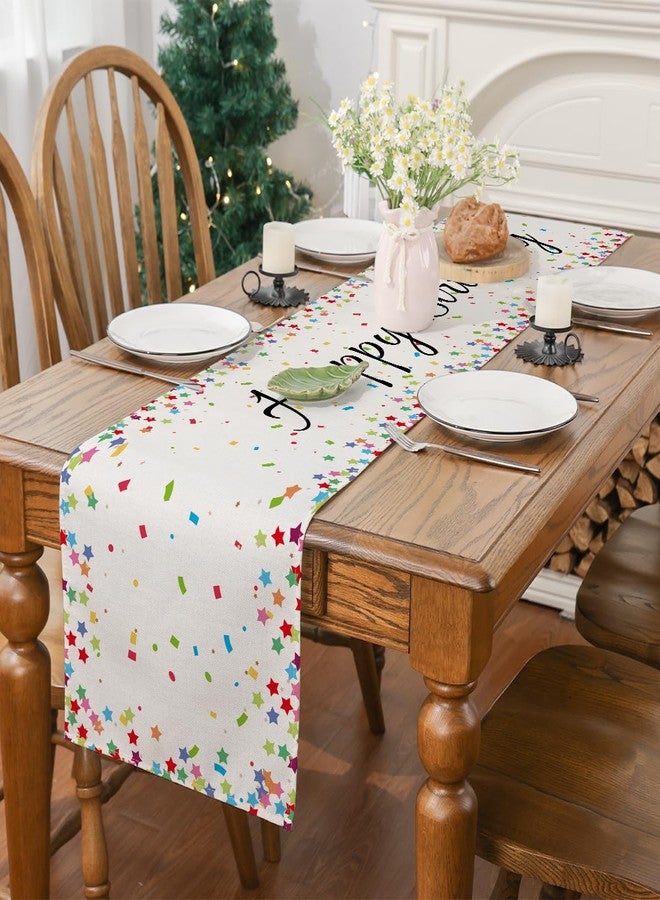 Siilues Happy Birthday Table Runner 72 Inches, Celebrate Birthday Party Table Decor Colourful Birthday Runner for Table - Image 2