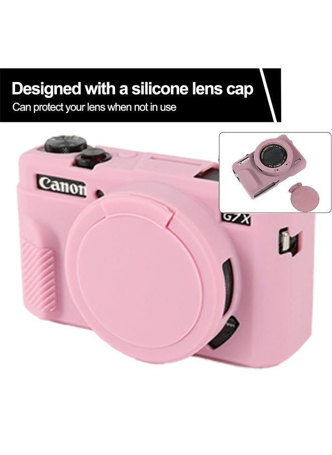 Unewshi Case for Canon Powershot G7 X Mark III Digital Camera, Soft Silicone Protective Cover with Removable Lens Cover for Canon Powershot G7X Mark III DSLR Camera (Tiffany Pink)  - Image 2