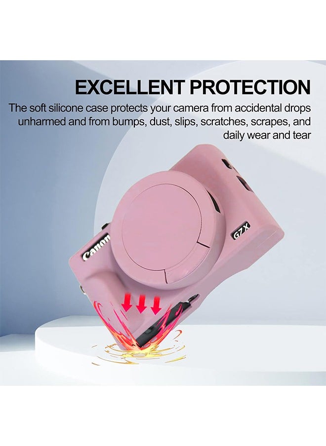 Unewshi Case for Canon Powershot G7 X Mark III Digital Camera, Soft Silicone Protective Cover with Removable Lens Cover for Canon Powershot G7X Mark III DSLR Camera (Tiffany Pink)  - Image 3