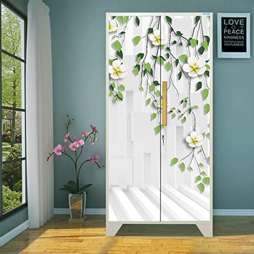 WallDaddy Self Adhesive Almirah Stickers, Wall Stickers, Decorative Sticker Wallpaper for Home Wardrobe Doors (Money Plant Almirah) PVC Vinyl Size Large (39 x 84 Inch) - Image 1