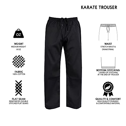 ChoCho Track Adult Karate Trousers Martial Arts Student Karate Suit GI Aikido Pant Kung Fu (Black, 7/200cm) - Image 3