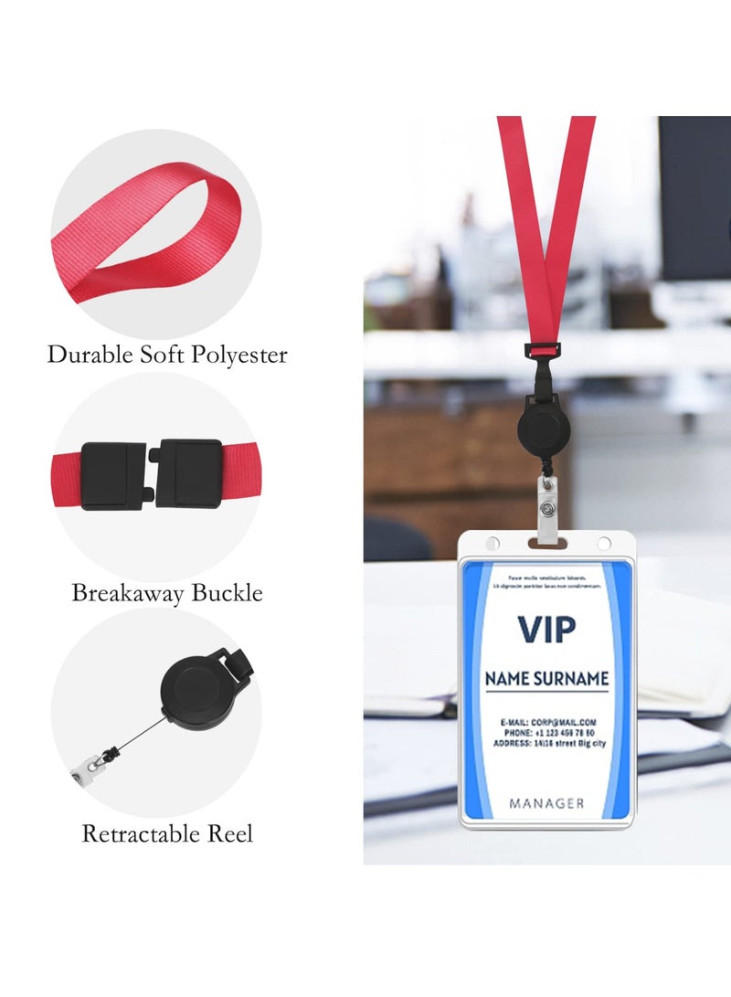 SYOSI 4 Pcs Neck Lanyards with Safety Breakaway Buckle and Retractable Badge Reel, Ideal for Office, School, Business Travel, Polyester - Image 2