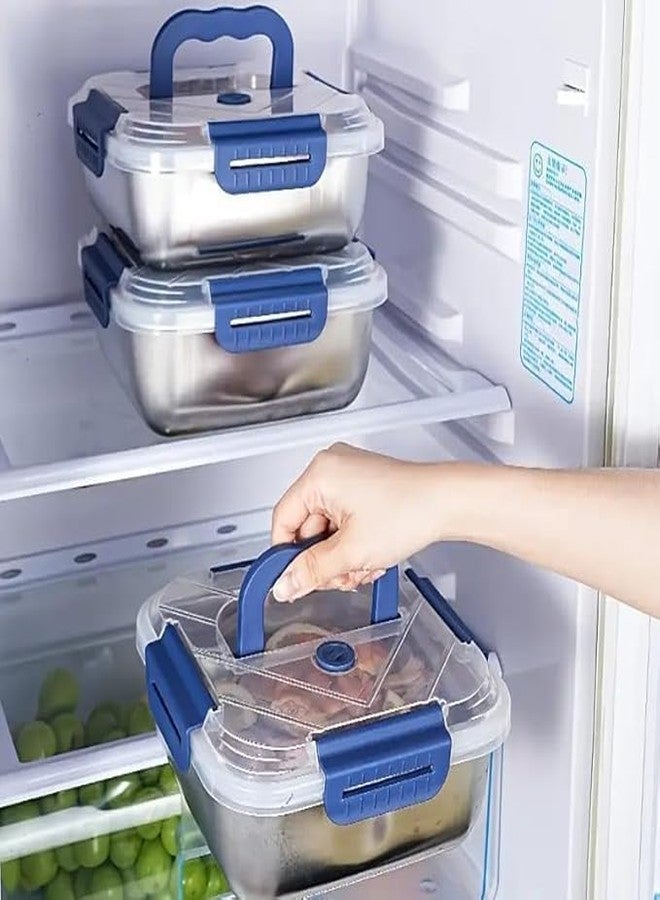 Bindex STORAGE CONTAINER WITH BLUE HANDLE (1800 ML) Leak-Proof & Airtight Storage Box for Kitchen, Travel, School - Image 2