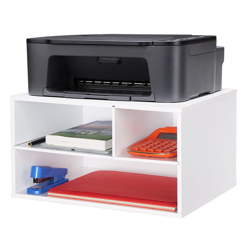 EMERIT Printer Stand Shelf with Storage Wood Desk Paper Organzier for Home/Office,Printer Riser, 2 Tire - Image 1