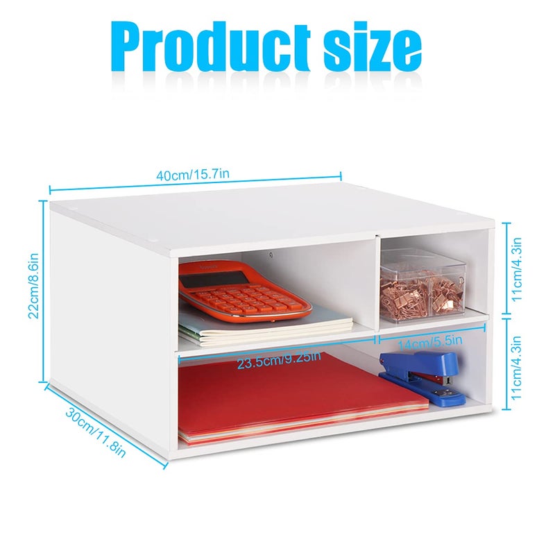 EMERIT Printer Stand Shelf with Storage Wood Desk Paper Organzier for Home/Office,Printer Riser, 2 Tire - Image 4