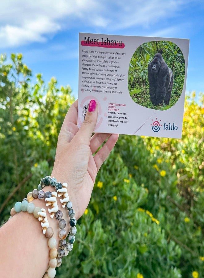 Fahlo Gorilla Tracking Bracelet – Track a Real Gorilla’s Journey – Supports Wildlife Conservation – Elastic, One Size Fits Most – on Interactive Mobile App Map – Unisex Conservation Gift (Rainforest Green) - Image 3