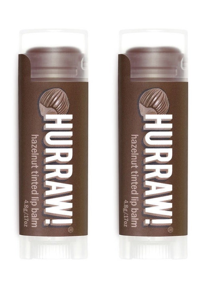 Hurraw! Hazelnut Tinted Lip Balm, 2 Pack: (Sheer Brown Tint) Organic, Certified Vegan, Cruelty and Gluten Free. Non-GMO, 100% Natural Ingredients. Bee, Shea, Soy and Palm Free. Made in USA - Image 1