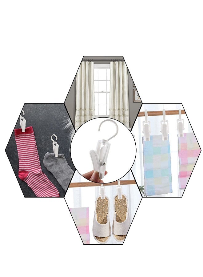 SYOSI Laundry Hooks Clip Plastic Clothes Pins Super Strong Hanger Clips Swivel Hooks Clip for Clothing Store Home Office Workshop Swivel Laundry Clips Curtain Clips Clothes Pins White Black 20 PCS - Image 5