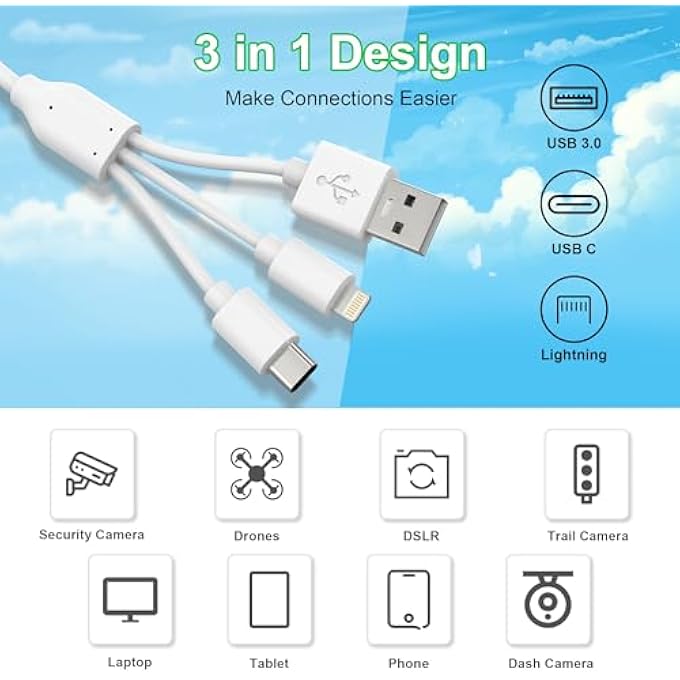 rayihni MEMORY STICK PRO DUO ADAPTER-5 IN 1 SD/TF/CF/MS/XD PICTURE CARD READER FOR IPHONE/USB C/PC,LIGHTNING+USB C+USB A MEMORY STICK PRO DUO READER,MULTI CARD READER SUPPORTS USB C LIGHTNING OTG ADAPTER - Image 3