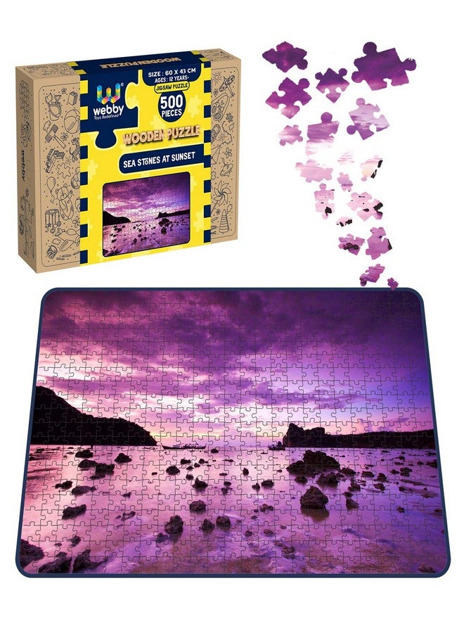 Webby Sea Stones at Sunset Wooden Jigsaw Puzzle, 500 Pieces - Image 2