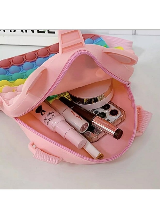 PLUSPOINT PLUSPOINT Cute Unicorn Pop Bag Colorful Silicone Backpack for Kids Fun Kindergarten School Bag Bubble Pop It Purse with Vibrant Colors and Cheerful Design Toddler Backpack for Kids (Unicorn Pouch)  - Image 5