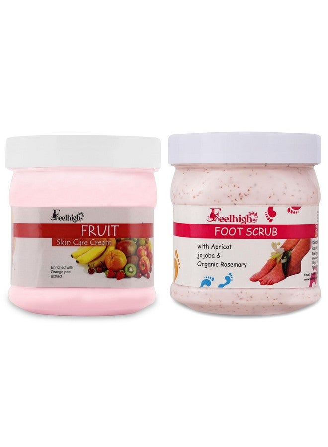 FEELHIGH Combo Fruit Face Cream 500ml with Natural Fruit Extract and Foot Scrub 500ml Pack of 2 for Men and Women - Image 1