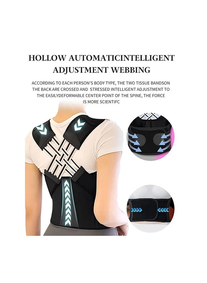 بكومور مصحح وضعية الجسم للنساء والرجال - دعامة ظهر قابلة للتعديل ومقوّم للظهر لعلاج الجنف والحدبة والانحناء وتخفيف آلام الظهر - حزام تدريب وضعية الجسم قابل للتهوية مع دعم للكتف والعمود الفقري - Image 3