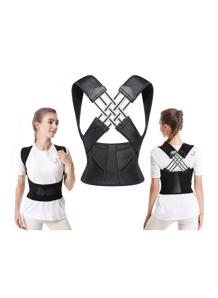 بكومور مصحح وضعية الجسم للنساء والرجال - دعامة ظهر قابلة للتعديل ومقوّم للظهر لعلاج الجنف والحدبة والانحناء وتخفيف آلام الظهر - حزام تدريب وضعية الجسم قابل للتهوية مع دعم للكتف والعمود الفقري - Image 1