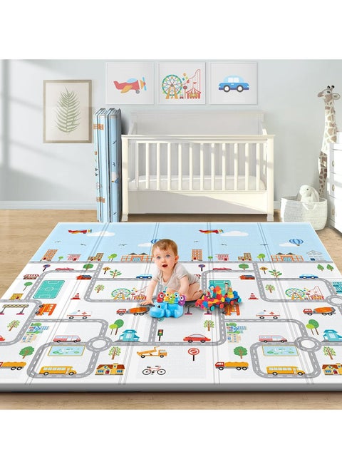Junior Kingdom Play Mat (200cm X 180cm X 1.5cm) Playmat Baby Play Mat for Floor Play Babies Extra Thick Crawling Mat for Kids Water Proof and Reversible Large Soft for Toddler