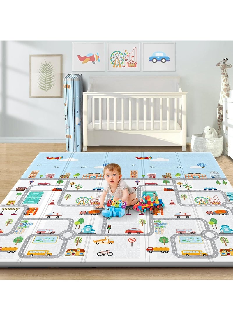 Junior Kingdom - Junior Kingdom Play Mat (200cm X 180cm X 1.5cm) Playmat Baby Play Mat for Floor Play Babies Extra Thick Crawling Mat for Kids Water Proof and Reversible Large Soft for Toddler - Image 1