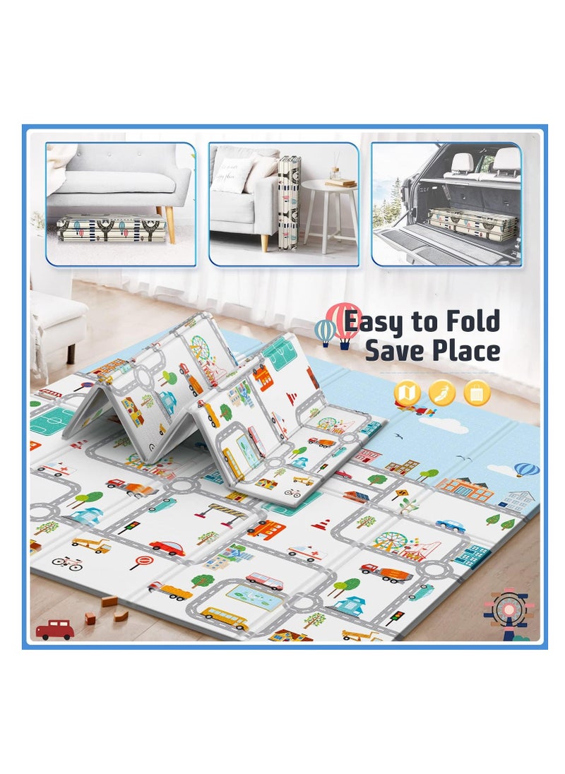 Junior Kingdom - Junior Kingdom Play Mat (200cm X 180cm X 1.5cm) Playmat Baby Play Mat for Floor Play Babies Extra Thick Crawling Mat for Kids Water Proof and Reversible Large Soft for Toddler - Image 1