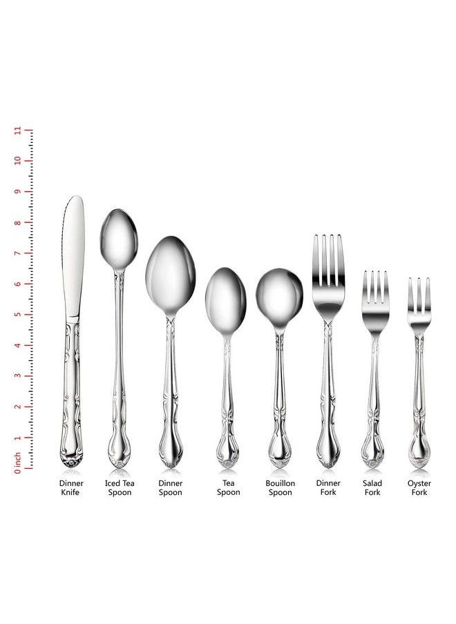 New Star Foodservice 58857 Rose Pattern 18/0 Stainless Steel (60 Piece Flatware Set)  - Image 5