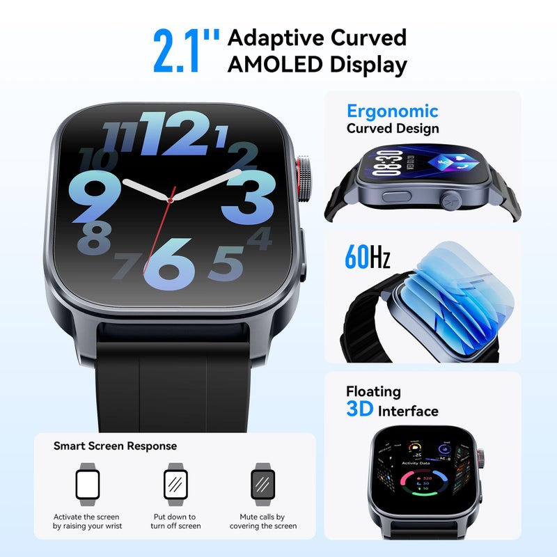 KIESLECT KS3 Smart Watch AMOLED Display Bluetooth Calling Fitness Tracker Heart Rate Sleep Monitoring Customizable Watch Faces Black - Image 5