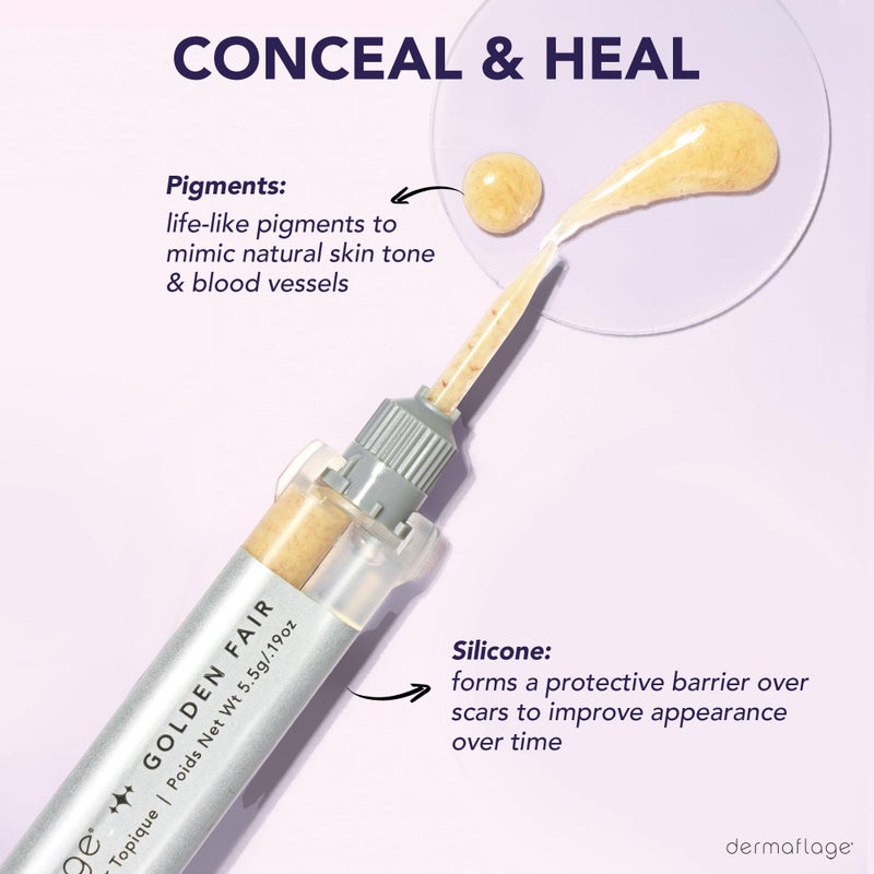 dermaflage مجموعة ملء الندبات ديرمافلاج - لون ذهبي فاتح - تغطية للندبات العميقة وكريم أساس مقاوم للماء لندبات حب الشباب والتجاعيد وندبات الثلج، إمداد لمدة 1 شهر - Image 5