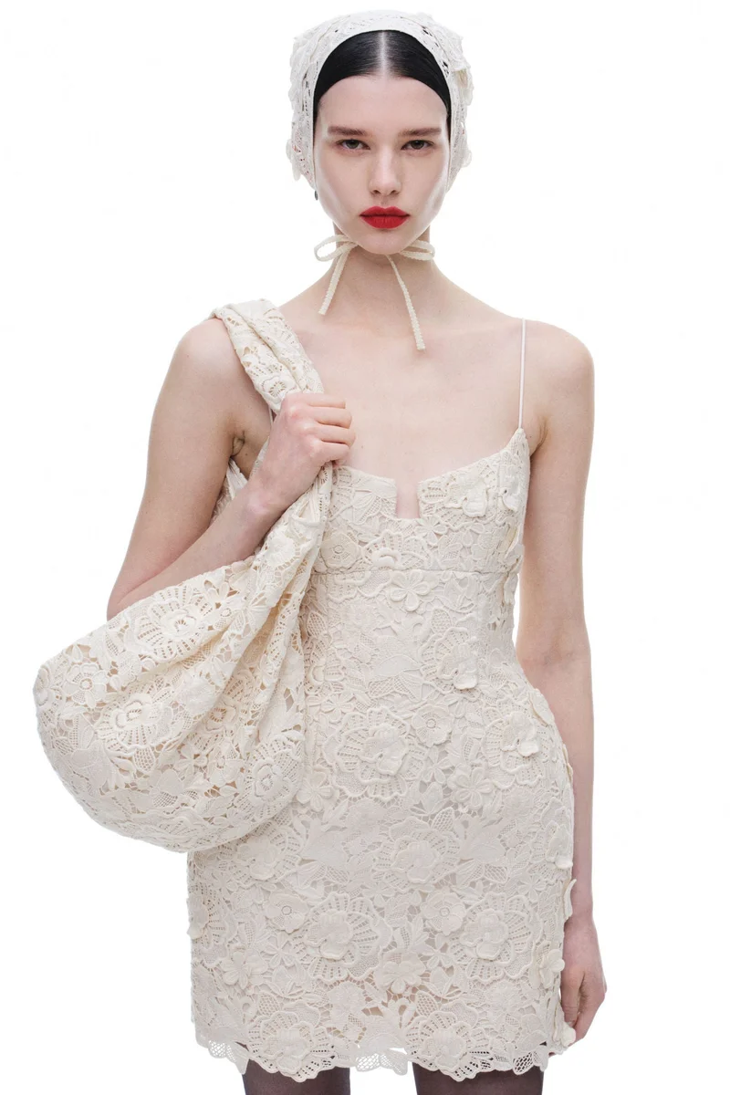 H&M Floral-appliquéd lace shopper