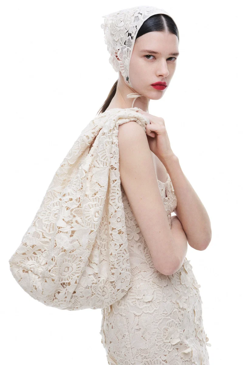 H&M Floral-appliquéd lace shopper