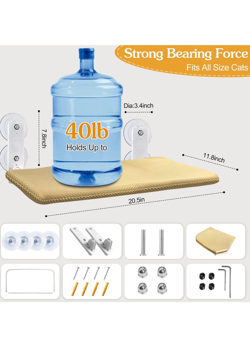 SYOSI Foldable Cat Window Perch, Cordless Cat Window Hammock with 4 Strong Suction Cups, Foldable Cat Beds for Indoor Cats, Large Cats Window Seat Windowsill Safety with Sturdy Metal Frame Soft Cover - Image 3