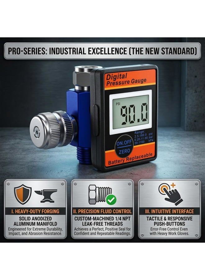 LE LEMATEC Air Pressure Regulator, Precise and Accurate Heavy Duty Air Regulator, ¼ Inch NPT 0-150 PSI Air Compressor Regulator with Gauge. - Image 4
