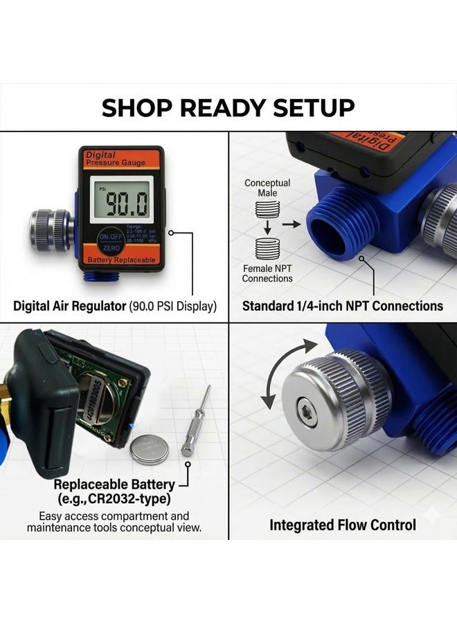 LE LEMATEC Air Pressure Regulator, Precise and Accurate Heavy Duty Air Regulator, ¼ Inch NPT 0-150 PSI Air Compressor Regulator with Gauge. - Image 5