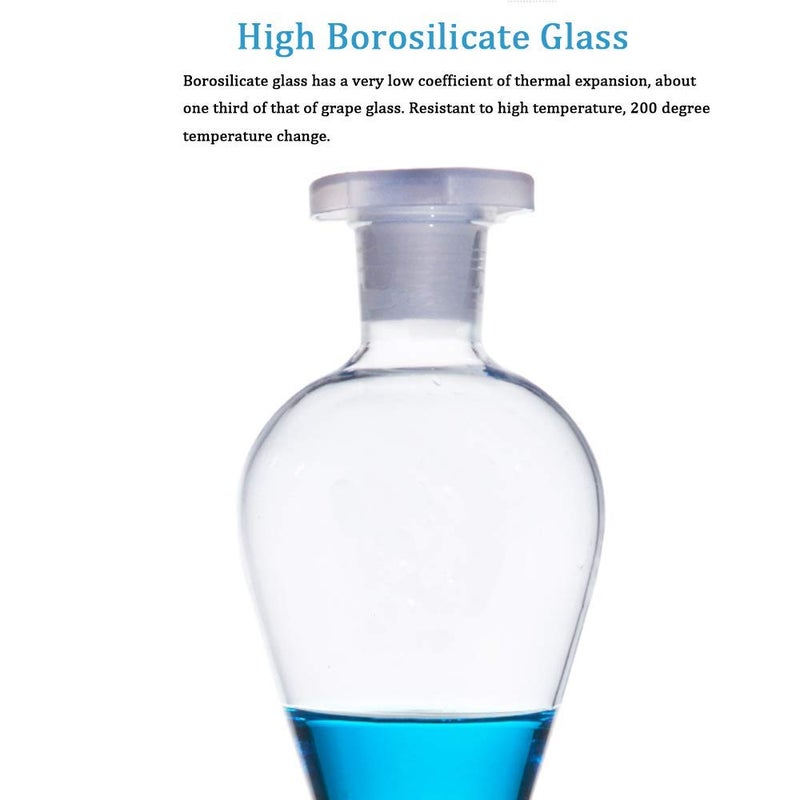 Salco Salco Borosilicate Glass 33 Separating Funnel Pear Shape with Stop Cork and Inter changeable Glass Stopper 250 ml 500 ml 1000 ml Set of 3  - Image 3