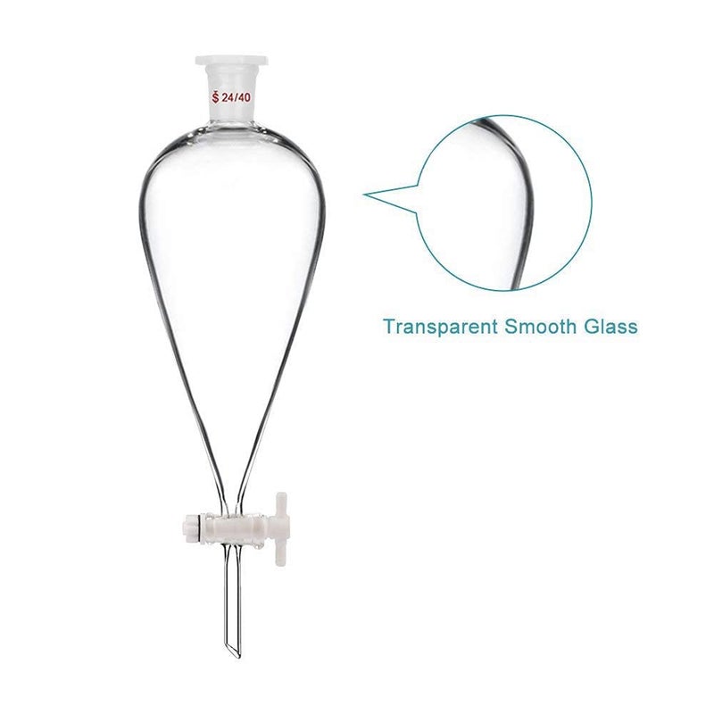 Salco Salco Borosilicate Glass 33 Separating Funnel Pear Shape with Stop Cork and Inter changeable Glass Stopper 250 ml 500 ml 1000 ml Set of 3  - Image 4