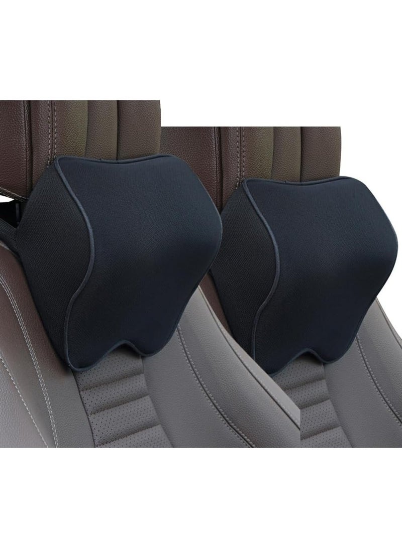 Arabest Softness Car Headrest Pillow for Driving with Adjustable Strap Super Comfy Car Headrest Pillow Memory Foam & Breathable Removable Cover, Ergonomic Design Travel Car Neck Pillow (Black,2 Pack) - Image 1