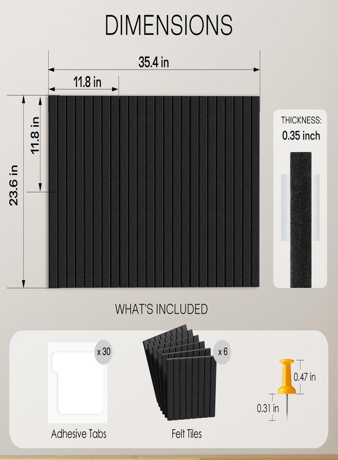 ماكسجير لوحات فلين كبيرة للجدران من ماكس جير، مقاس 36 × 24 بوصة، بلاطات لوحة إعلانات من اللباد الأسود لتزيين المكاتب، عبوة من 6 بلاطات جدارية من اللباد مع ألواح شرائح، لوحة دبابيس لتنظيم جدران المنزل - Image 4