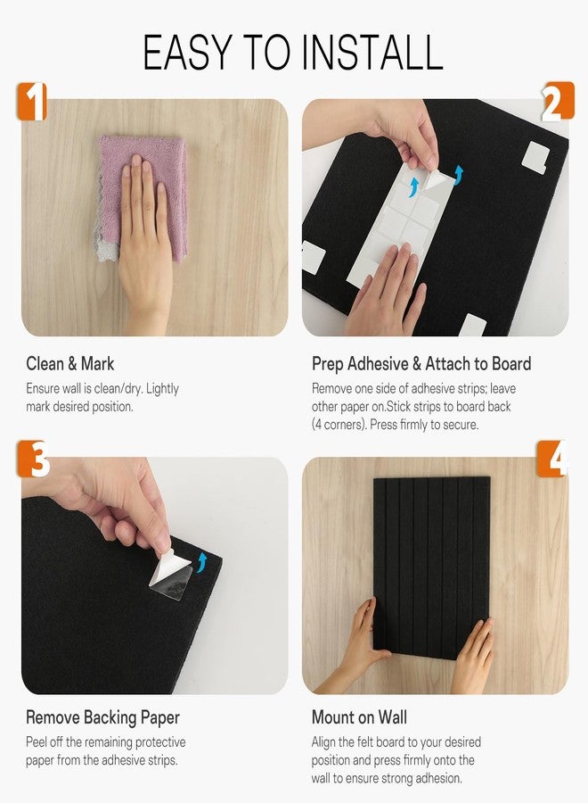 ماكسجير لوحات فلين كبيرة للجدران من ماكس جير، مقاس 36 × 24 بوصة، بلاطات لوحة إعلانات من اللباد الأسود لتزيين المكاتب، عبوة من 6 بلاطات جدارية من اللباد مع ألواح شرائح، لوحة دبابيس لتنظيم جدران المنزل - Image 5
