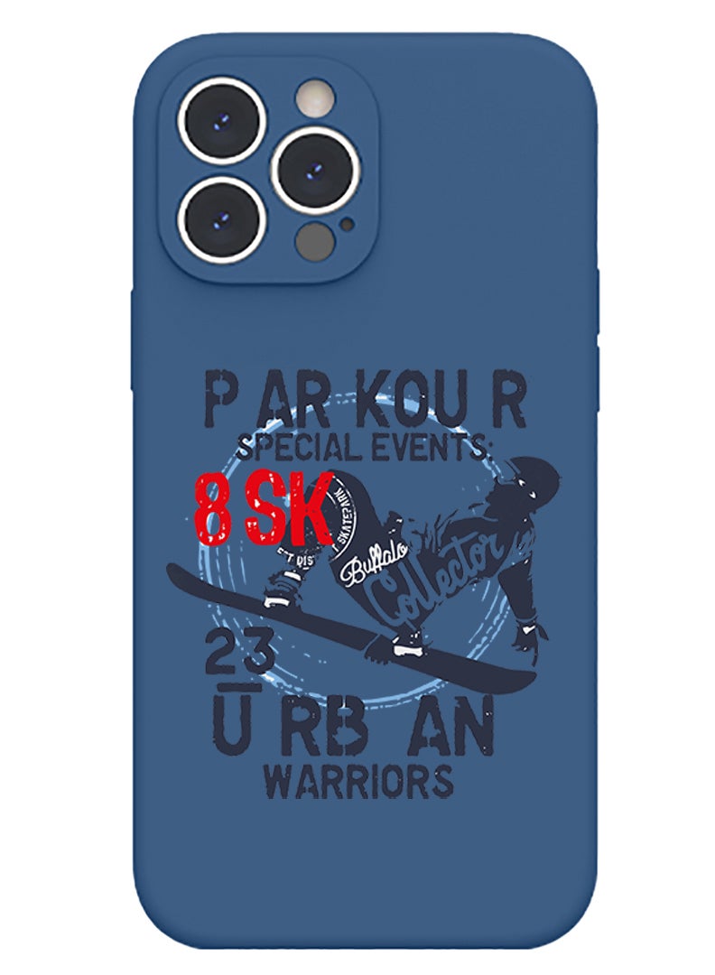 Theodor Protective Slim Fit Case Liquid Silicone Cover with Full Body Protection Anti-Scratch Shockproof Case For iPhone 14 Pro Blue  - paw print - Image 1