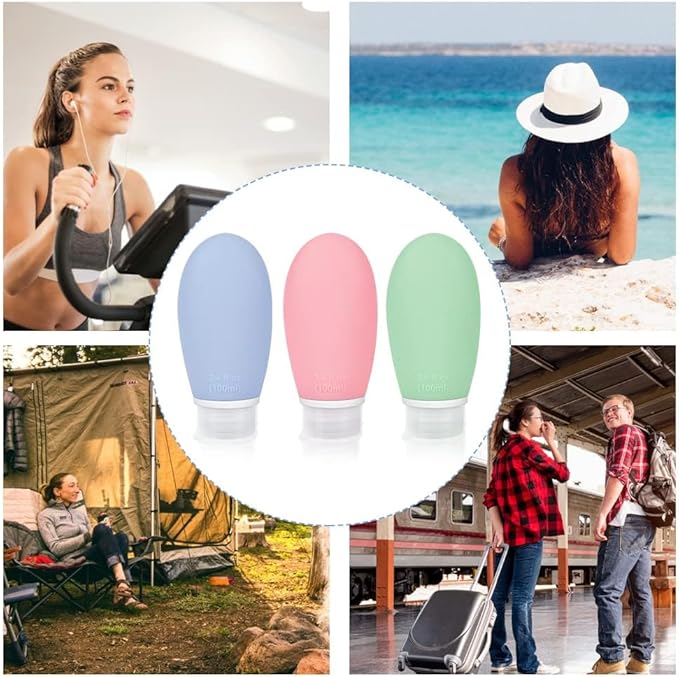 Opret 100ml Silicone Travel Bottle for Toiletries 3 Pack Leak Proof Refillable Travel Containers Squeezable Travel Accessories for Shampoos Conditioner and Cream BPA Free and TSA Approved