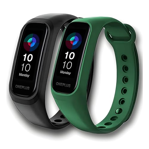 VEROX Adjustable Replacement Band Compatible with Oneplus Watch Smart Band Strap and Oppo Smart Band Strap Combo Pack of 2- Black & Green - Image 1