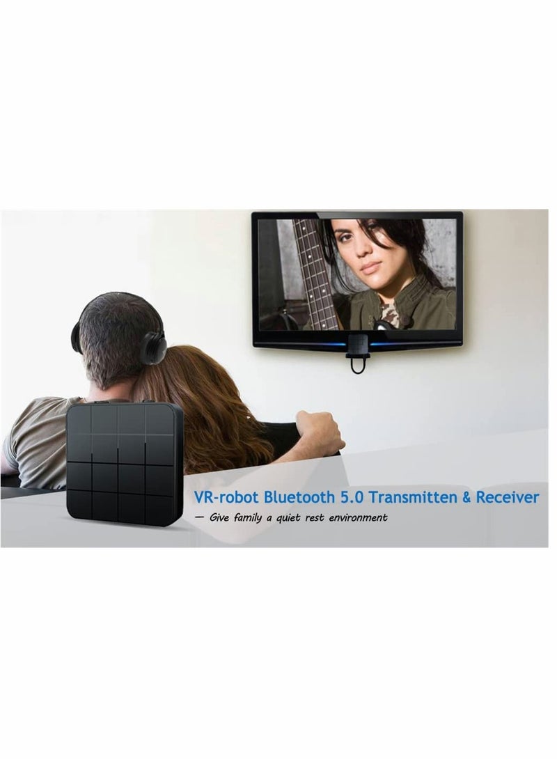 محول استقبال وإرسال صوت Bluetooth 5.0، محول صوت لاسلكي 2 في 1 بمخرج 3.5 ملم، محول صوت ستيريو APTX منخفض الكمون لنظام الصوت المنزلي التلفاز الكمبيوتر اللوحي مكبر الصوت سماعة الرأس، 1 قطعة - Image 2