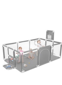 Toyz Egypt Large Toddler Playpen, Durable Ball Pit, Playpen with Basketball Hoop, Indoor and Outdoor Activity Center, Safety Gates, 30 Balls 182 x 122 x 64 cm (Grey) - pzsku/Z2FEB41A3FCC56BF93B87Z/45/_/1740667660/642b4e5c-8866-47d0-9ab4-d8f8e7254714