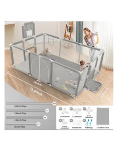 Toyz Egypt Large Toddler Playpen, Durable Ball Pit, Playpen with Basketball Hoop, Indoor and Outdoor Activity Center, Safety Gates, 30 Balls 182 x 122 x 64 cm (Grey) - pzsku/Z2FEB41A3FCC56BF93B87Z/45/_/1740667680/dac68919-3469-41cc-9c90-d06ebe43f07e