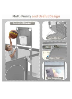 Toyz Egypt Large Toddler Playpen, Durable Ball Pit, Playpen with Basketball Hoop, Indoor and Outdoor Activity Center, Safety Gates, 30 Balls 182 x 122 x 64 cm (Grey) - pzsku/Z2FEB41A3FCC56BF93B87Z/45/_/1740667681/4d6aebd0-43bd-4226-bbd7-e21ad9f2f5aa