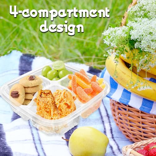 Haawooky 30 Pcs Bento Snack Containers,4 Compartment Meal Prep Lunch Containers with Lids,Food Storage Containers for School Work Travel - Image 5