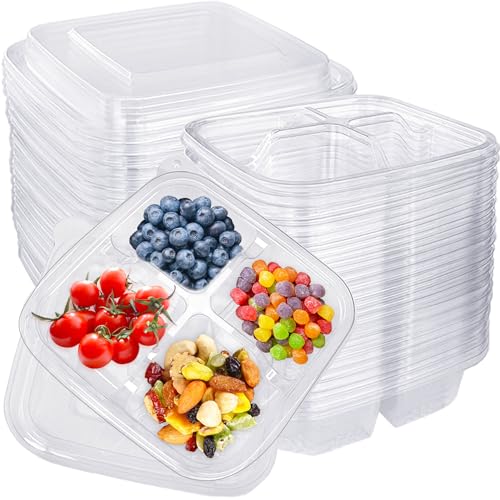 Haawooky 30 Pcs Bento Snack Containers,4 Compartment Meal Prep Lunch Containers with Lids,Food Storage Containers for School Work Travel - Image 1