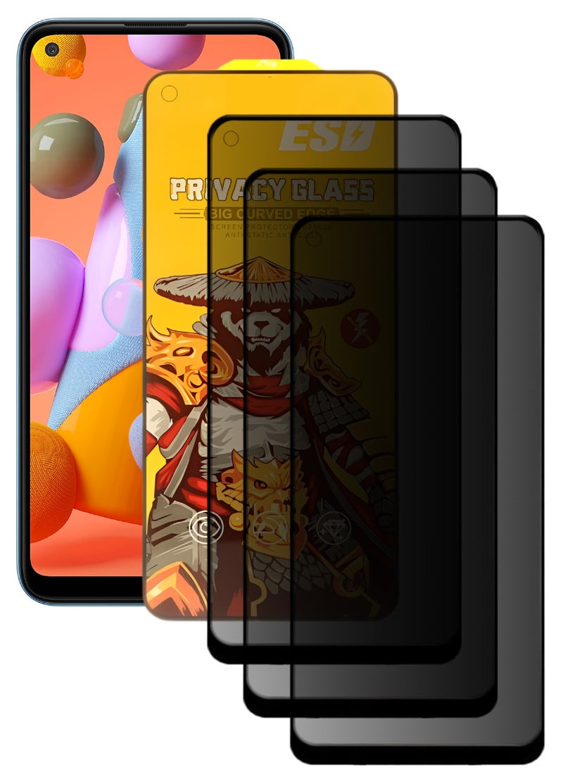 ESD 3 Pieces Tempered Dustproof Privacy Glass Screen Protector Compatible For Samsung Galaxy A11 - Image 1