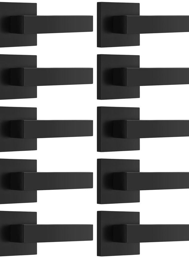 Probrico 10 Pack Square Interior Door Lever Door Knob Door Handle Lock Half Dummy Keyless Door knobs Door DL01-BK-DMBlack - Image 1